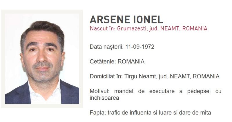 Ionel Arsene, dat în urmărire de Poliția Română, Foto: politiaromana.ro