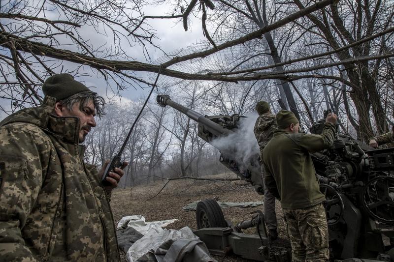 Poziție de artilerie ucraineană din Ceasov Iar, lângă Bahmut, Foto: Narciso Contreras / AFP / Profimedia