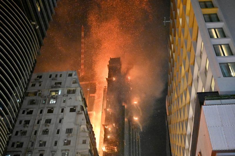 Incendiu la un zgarie-nori din Hong Kong, Foto: PETER PARKS / AFP / Profimedia