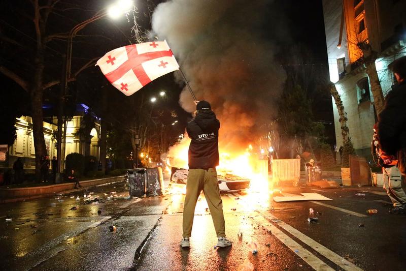 Protest la Tbilisi împotriva proiectului controversat de lege privind așa-zișii agenți străini, Foto: Zurab Tsertsvadze / AP / Profimedia