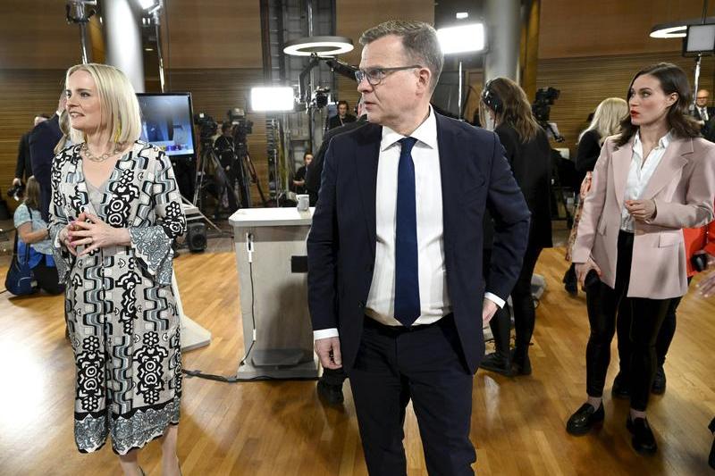 Partidul Coalitiei Nationale condus de Petteri Orpo (centru) a castigat alegerile parlamentare din Finlanda, Foto: Heikki Saukkomaa / imago stock&people / Profimedia