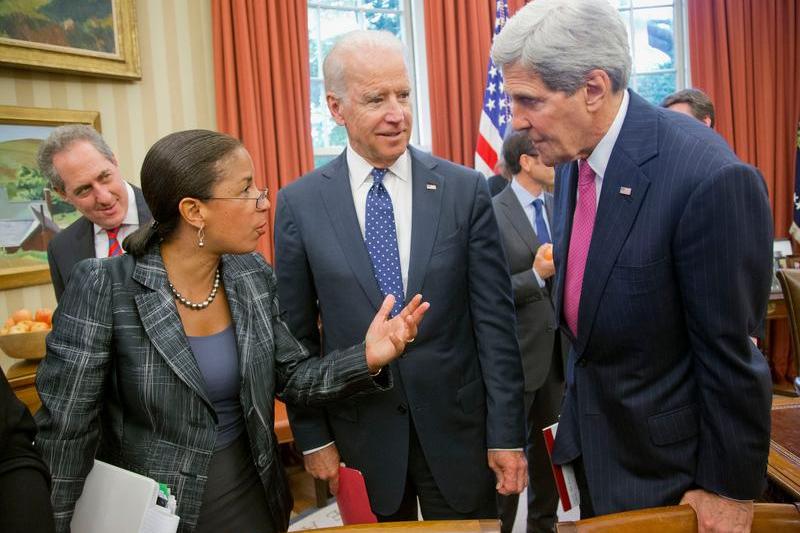 Susan Rice, alaturi de Biden si fostul secretar de stat John Kerry, Foto: Pablo Martinez Monsivais / Associated Press / Profimedia