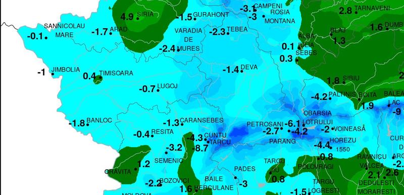 Minime de temperatura in dimineata zilei de 28 aprilie 2023, Foto: ANM