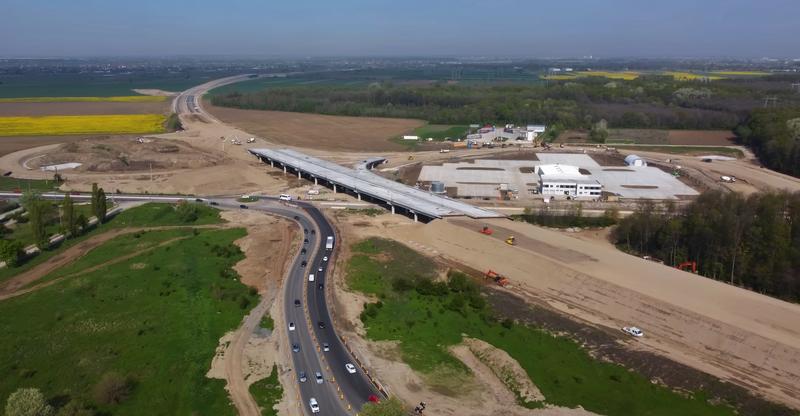 Autostrada A0 Sud, la intersectia cu DN5, Foto: Captura YouTube