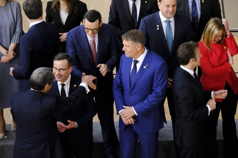 Klaus Iohannis, alături de alți lideri europeni, la Consiliul European, Foto: panorama.ro