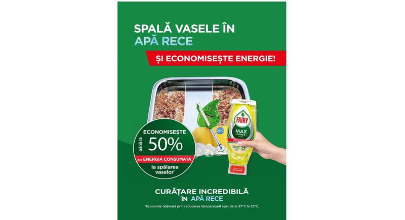 Poți să economisești până la 50% din energia consumată atunci când speli vasele în apă rece, Foto: www.youtil.ro/brand/fairy