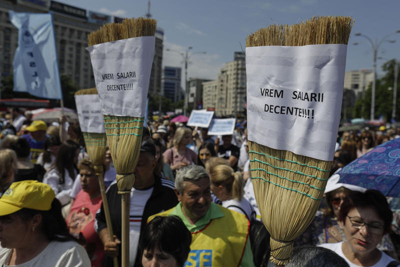 Protest organizat de mai multe sindicate din domeniul educației în 25 mai, Foto: INQUAM Photos / Octav Ganea