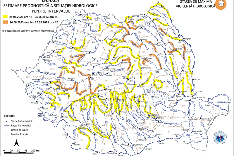 Harta-Avertizare-hidrologica-nr.-76-din-24.06.2023, Foto: INHGA