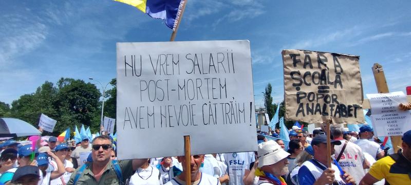 Mesaje ale profesorilor care protesteaza la guvern, Foto: Hotnews / Adrian Vasilache