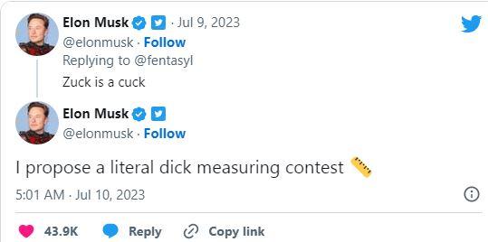 Musk vs Zuckerberg si discursul degenereaza, Foto: Twitter - Elon Musk