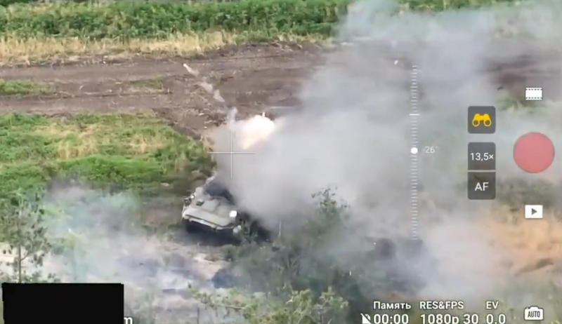 Blindatul rusesc a plasat ultima sa mina pe front, Foto: Captura video - Ukraine Weapons Tracker