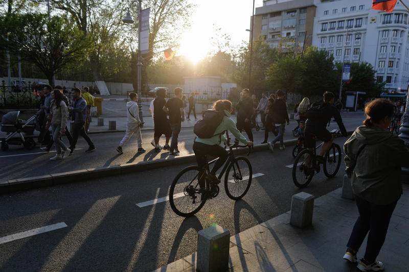 Bicicliști pe strada, Foto: Inquam Photos / George Călin