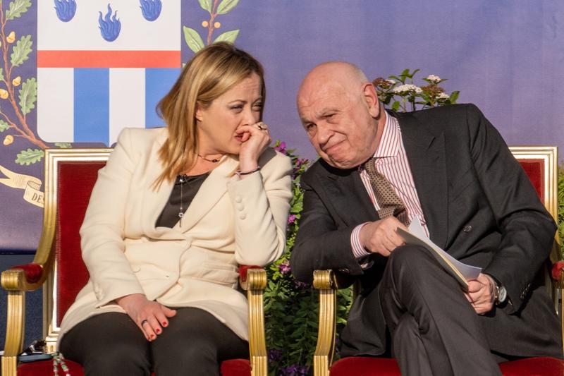 Premierul italian Giorgia Meloni, împreună cu ministrul italian al justiției, Carlo Nordio, Foto: Mauro Scrobogna / LaPresse / Profimedia