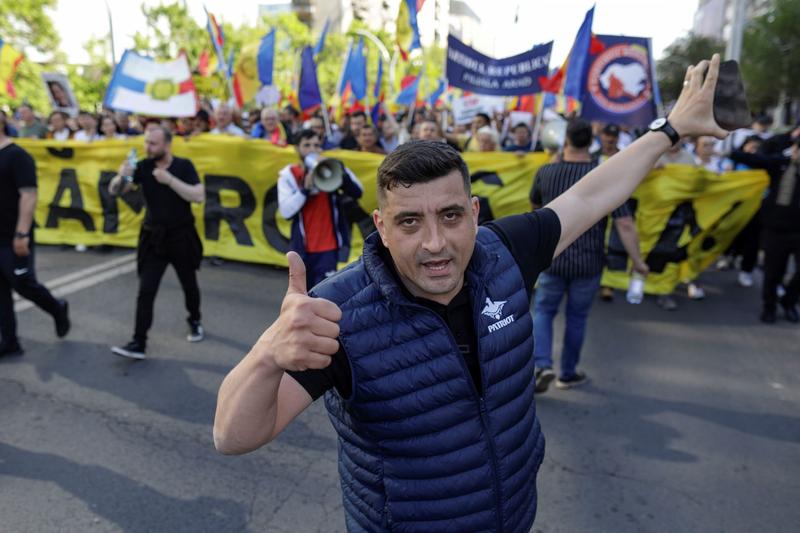 George Simion, la un protest AUR, Foto: INQUAM Photos / Octav Ganea