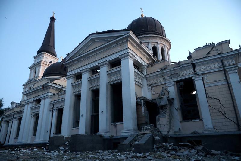Cea mai mare catedrală ortodoxă din Odesa a fost bombardată de ruși, Foto: Oleksandr GIMANOV / AFP / Profimedia