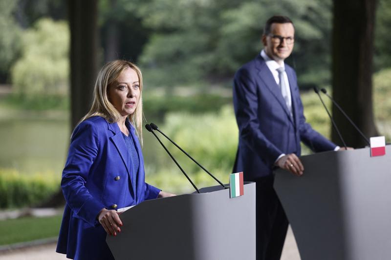 Giorgia Meloni și Mateusz Morawiecki, Foto: Wojtek Radwanski / AFP / Profimedia