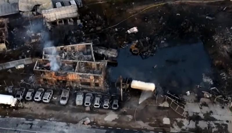 Locul exploziei de la Crevedia vazut din drona, Foto: Captura video Antena 3