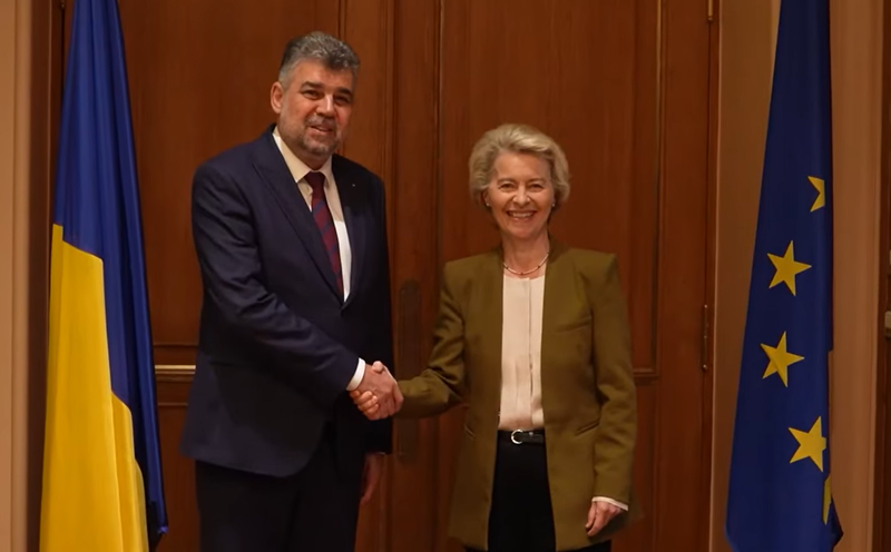 Marcel Ciolacu și Ursula von der Lyen, Foto: Captură Video - Guvernul României