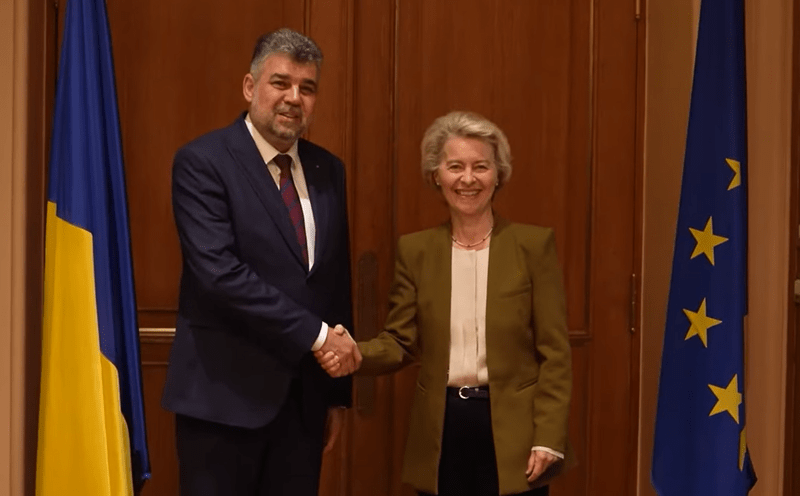 Marcel Ciolacu și Ursula von der Lyen, Foto: Captură Video - Guvernul României