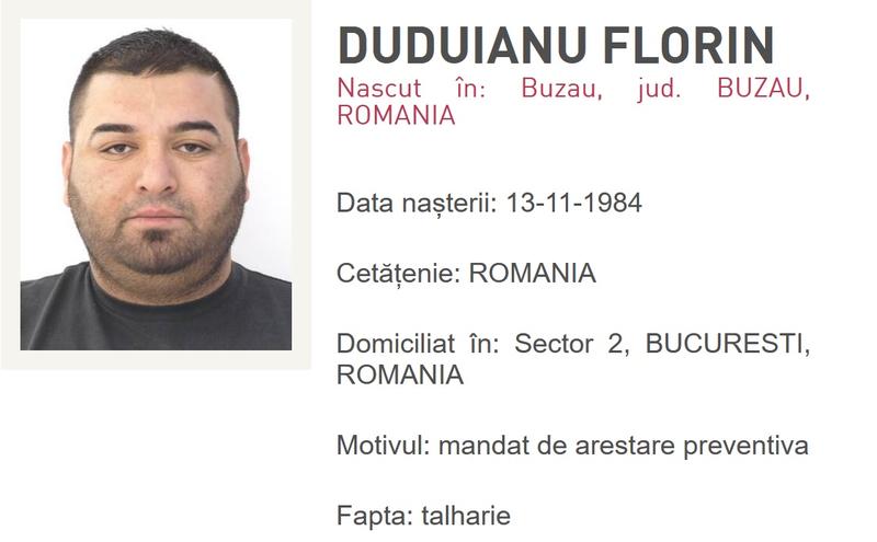 Interlopul Florin Duduianu, la rubrica „Most Wanted” a Poliției Române, Foto: politiaromana.ro