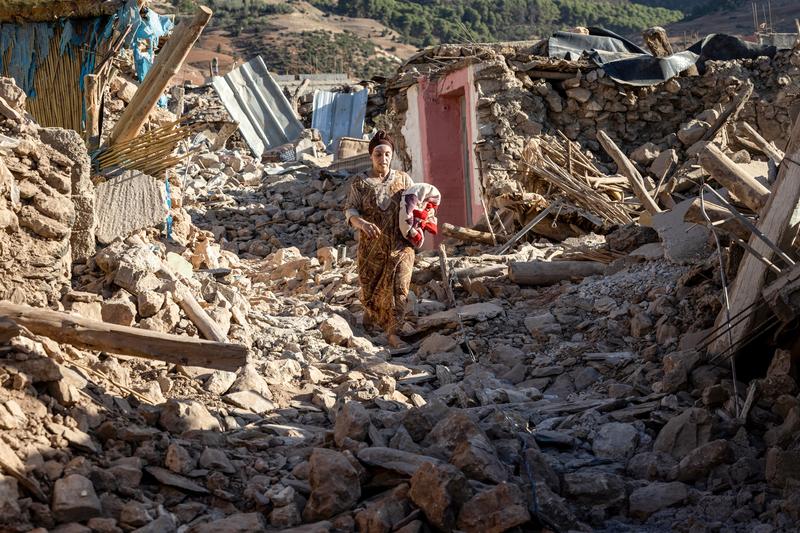 Satul Tafeghaghte a fost distrus de cutremurul din Maroc, Foto: FADEL SENNA / AFP / Profimedia Images