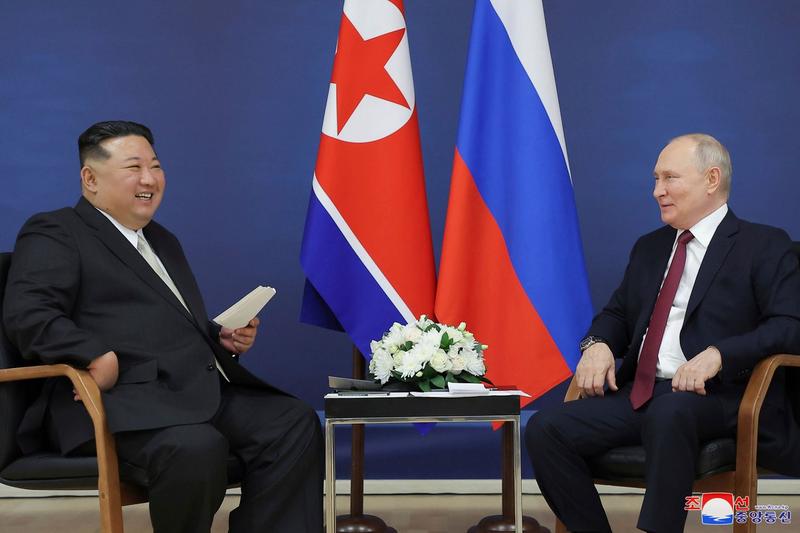 Kim Jong Un la întrevederea cu Vladimir Putin, Foto: KCNA via KNS / AP / Profimedia