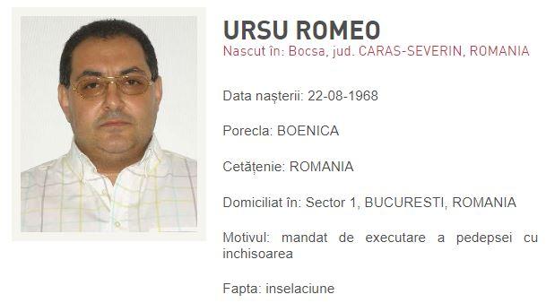 Romeo Ursu, zis și „Boenică”, era căutat de mult de polițiști români, Foto: Politia Romana