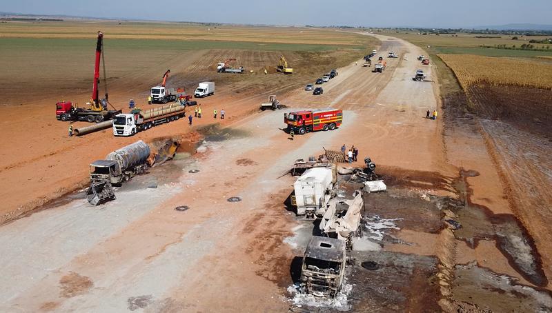 Locul exploziei de pe Autostrada A7, Foto: Captura YouTube / Stirile TVR