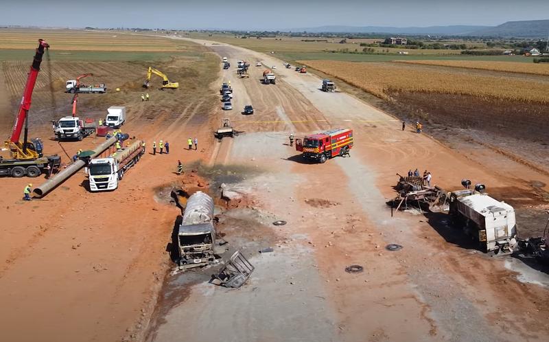 Locul exploziei de pe Autostrada A7, Foto: Captura YouTube / Stirile TVR