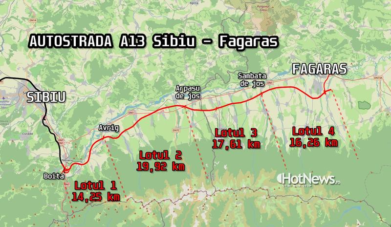Autostrada A13 Sibiu - Fagaras - harta pe loturi, Foto: Hotnews