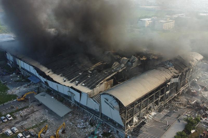 Incendiu într-o fabrică de mingi de golf din Pingtung, Taiwan, Foto: Johnson LIU / AFP / Profimedia
