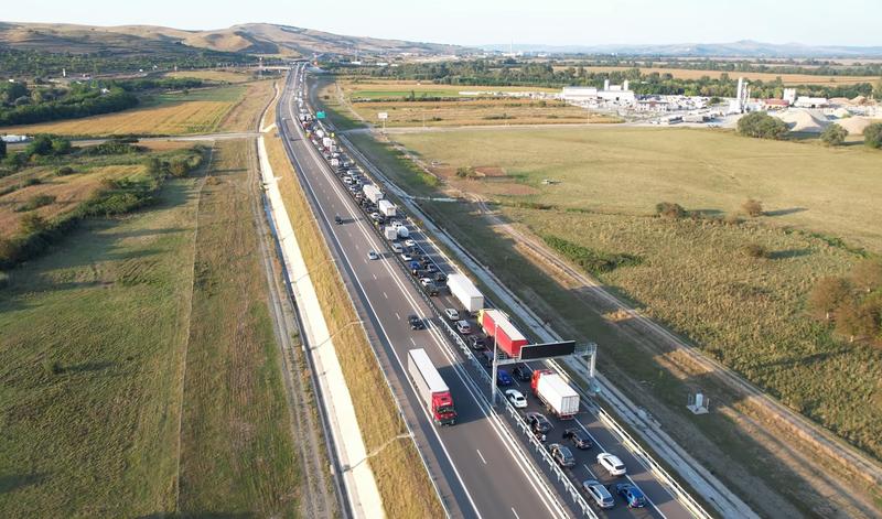 Coada de masini pe autostrada, Foto: Captura YouTube