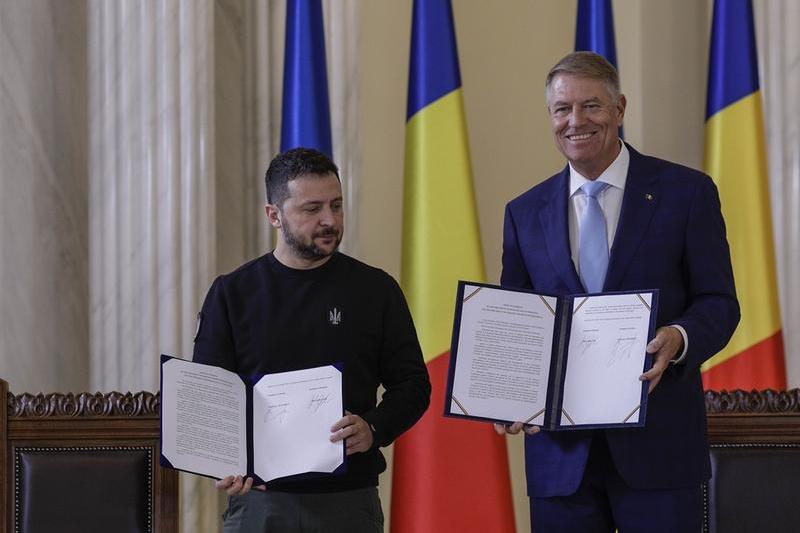 Volodimiri Zelenski și Klaus Iohannis la Cotroceni, Foto: Inquam Photos / Octav Ganea