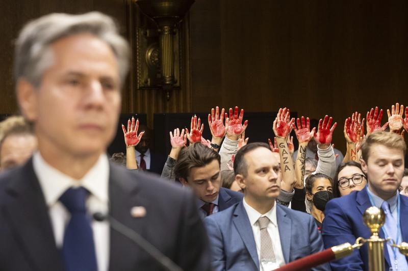 Protest pentru încetarea focului în Gaza în Senatul SUA, Foto: Francis Chung/POLITICO / AP / Profimedia