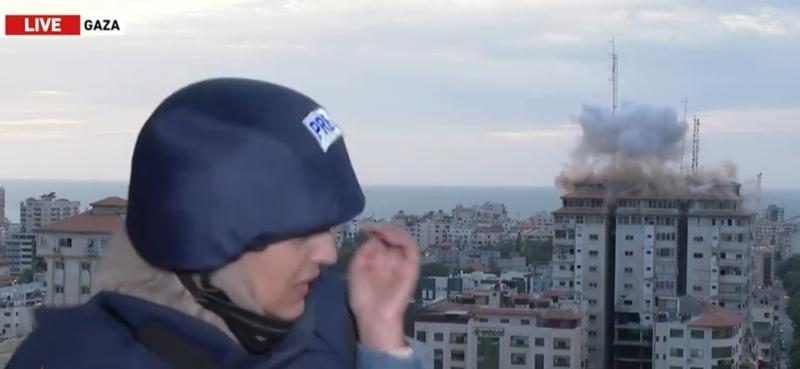 Momentul în care o rachetă israeliană loveste Palestine Tower din Gaza, Foto: Captură video YouTube