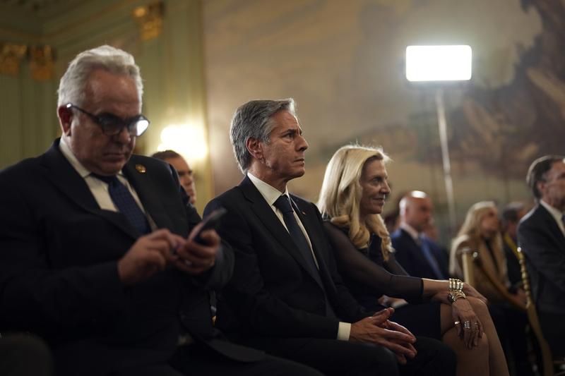 Antony Blinken în timpul unei congerințe susținute de Joe Biden , Foto: Doug Mills / AP / Profimedia