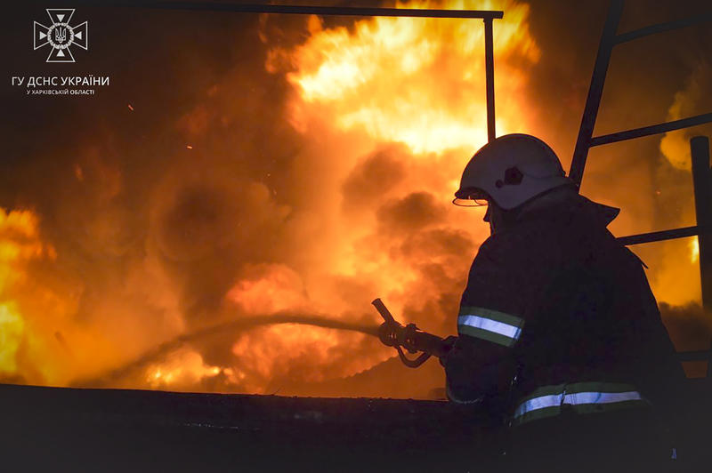 Atac rusesc cu drone în Harkov, Foto: Ukrainian Emergency Service / AP / Profimedia