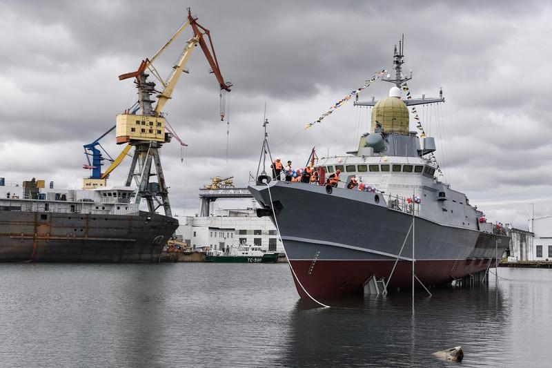 Corveta Askold a fost lansată la apă în septembrie 2021 în Kerci, dar încă nu intrase în serviciul marinei ruse, Foto: Konstantin Mihalchevskiy / Sputnik / Profimedia