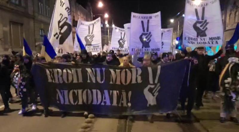 Marș al suporterilor la Timișoara, omagiu la 34 de ani de la Revoluție, Foto: Captură video