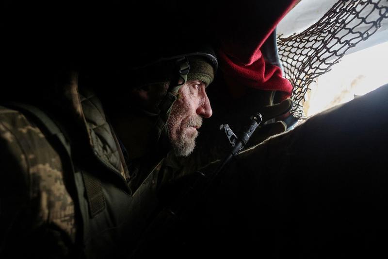 Soldat ucrainean din prima linie a frontului din Horlivka, regiunea Donețk, Foto: Anatolii Stepanov / AFP / Profimedia