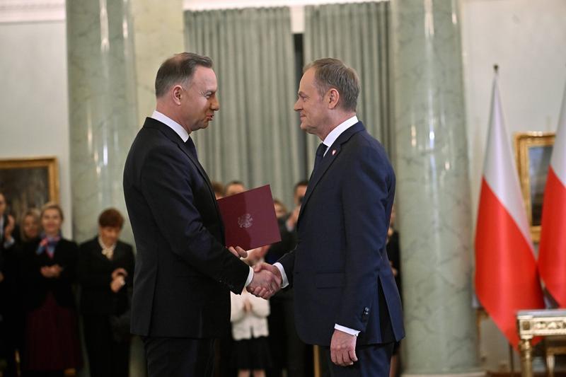 Presedintele Andrzej Duda alaturi de premierul Donald Tusk, Foto: Damian Burzykowski / Zuma Press / Profimedia