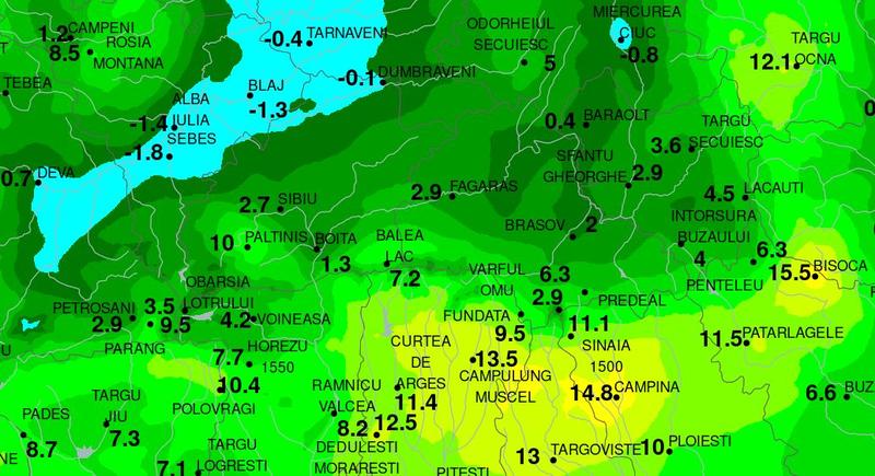 Diferente mari de temperatura pe 20 decembrie 2023, Foto: ANM
