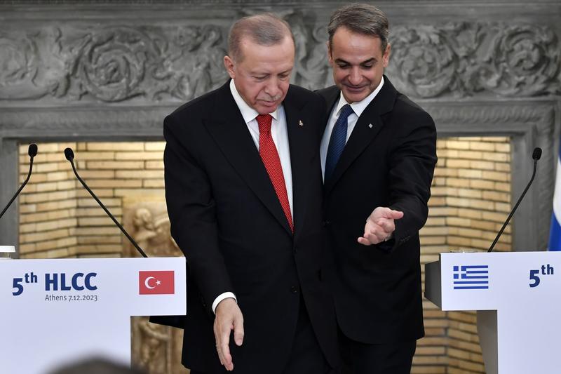 Kyriakos Mitsotakis alaturi de Recep Erdogan, Foto: Michael Varaklas / Associated Press / Profimedia Images