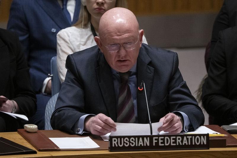 Ambasadorul Rusiei la ONU, Vasili Nebenzia, participă la o reuniune a Consiliului de Securitate al ONU privind Ucraina, Foto: ANGELA WEISS / AFP / Profimedia