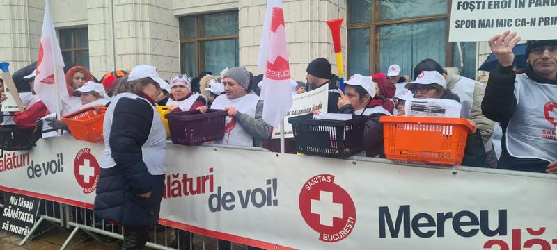 Protest Sanitas la Ministerul Finanțelor, Foto: Sanitas