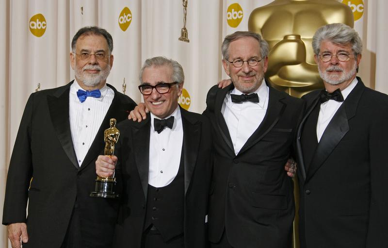 Francisc Ford Coppola, Martin Scorsese, Steven Spielberg si George Lucas in 2007, cand Scorsese a castigat primul si singurul sau Premiu Oscar pentru cel mai bun regizor, Foto: Kevork Djansezian / Associated Press / Profimedia Images