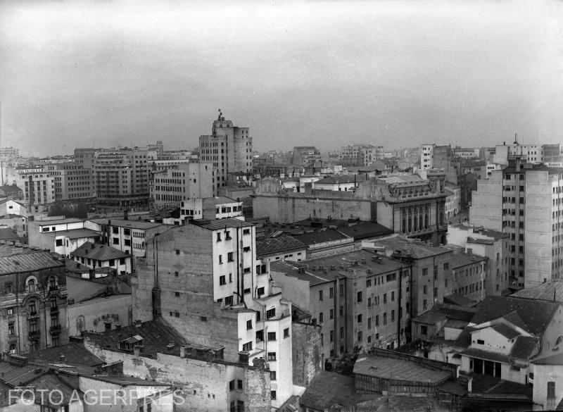 București - imagine aeriană cu vedere spre Palatul Telefoanelor (1956), Foto: AGERPRES FOTO/ARHIVA