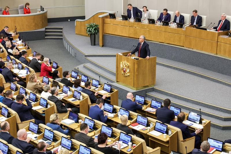 Viaceslav Volodin la prezidiul Dumei de Stat, Foto: Sergei Fadeichev / TASS / Profimedia Images