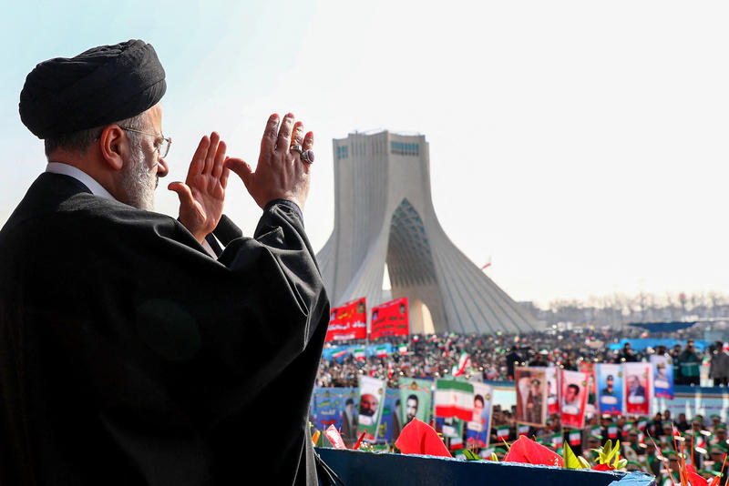 Președintele iran Ebrahim Raisi la o mare manifestație de la Teheran, Foto: AFP / AFP / Profimedia
