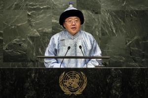 Elbegdorj Tsakhia intr-un discurs pe care l-a tinut la ONU in timpul mandatului sau, Foto: Richard Drew / Associated Press / Profimedia Images